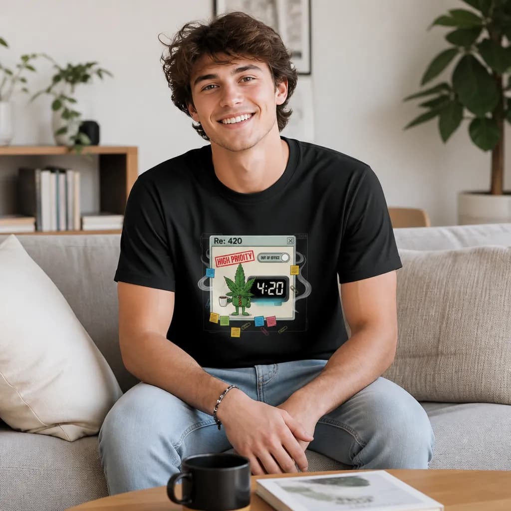 Model wearing 420 High Priority Graphic Tee T-Shirts in White