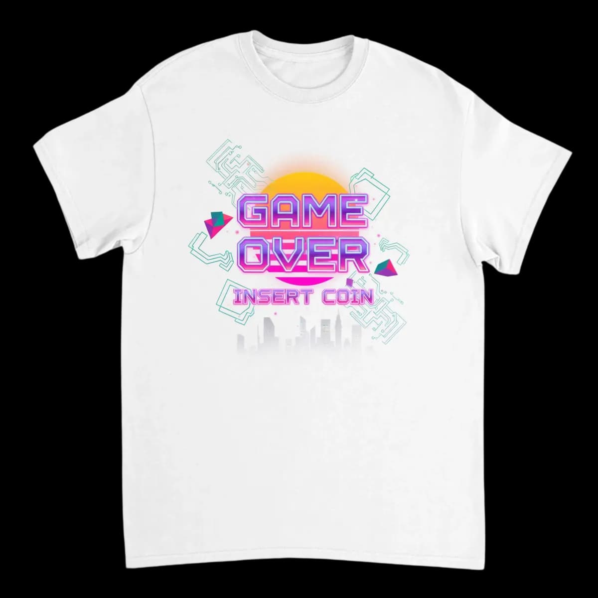 Retro Arcade Cyberpunk Gaming Tee T-Shirts - White