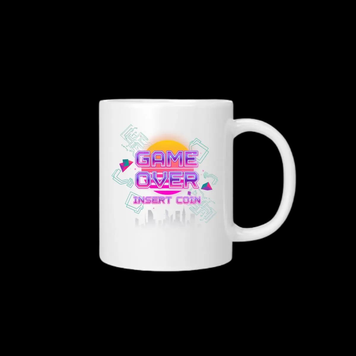 Retro Arcade 'GAME OVER' Cyberpunk Mug Mugs - White